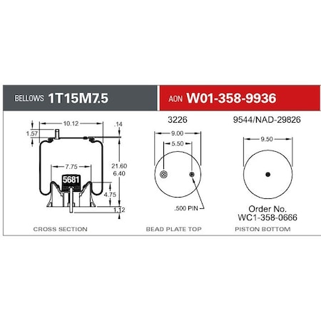 Firestone Air Spring, Suspension, 1T-Reversible Sleeve W013589936